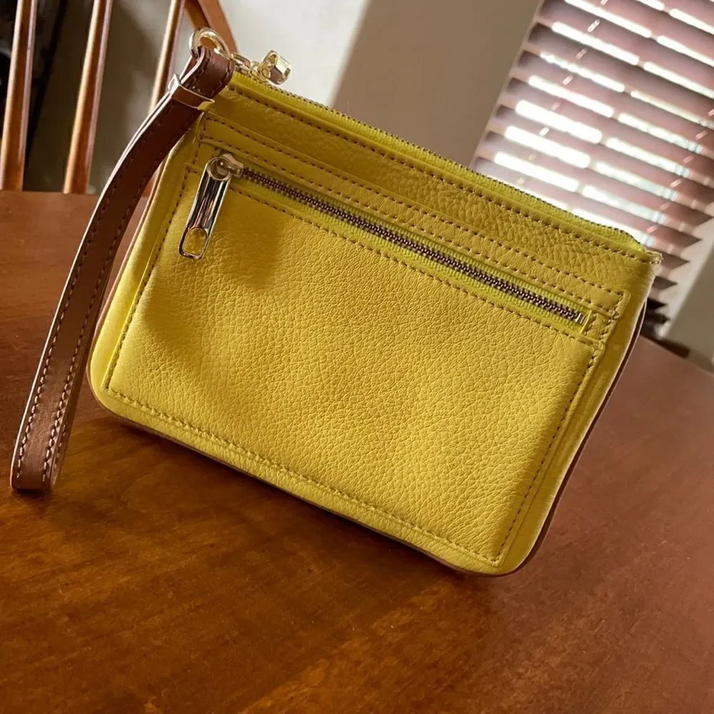 Talbot's Yellow Pebble Leather Wristlet